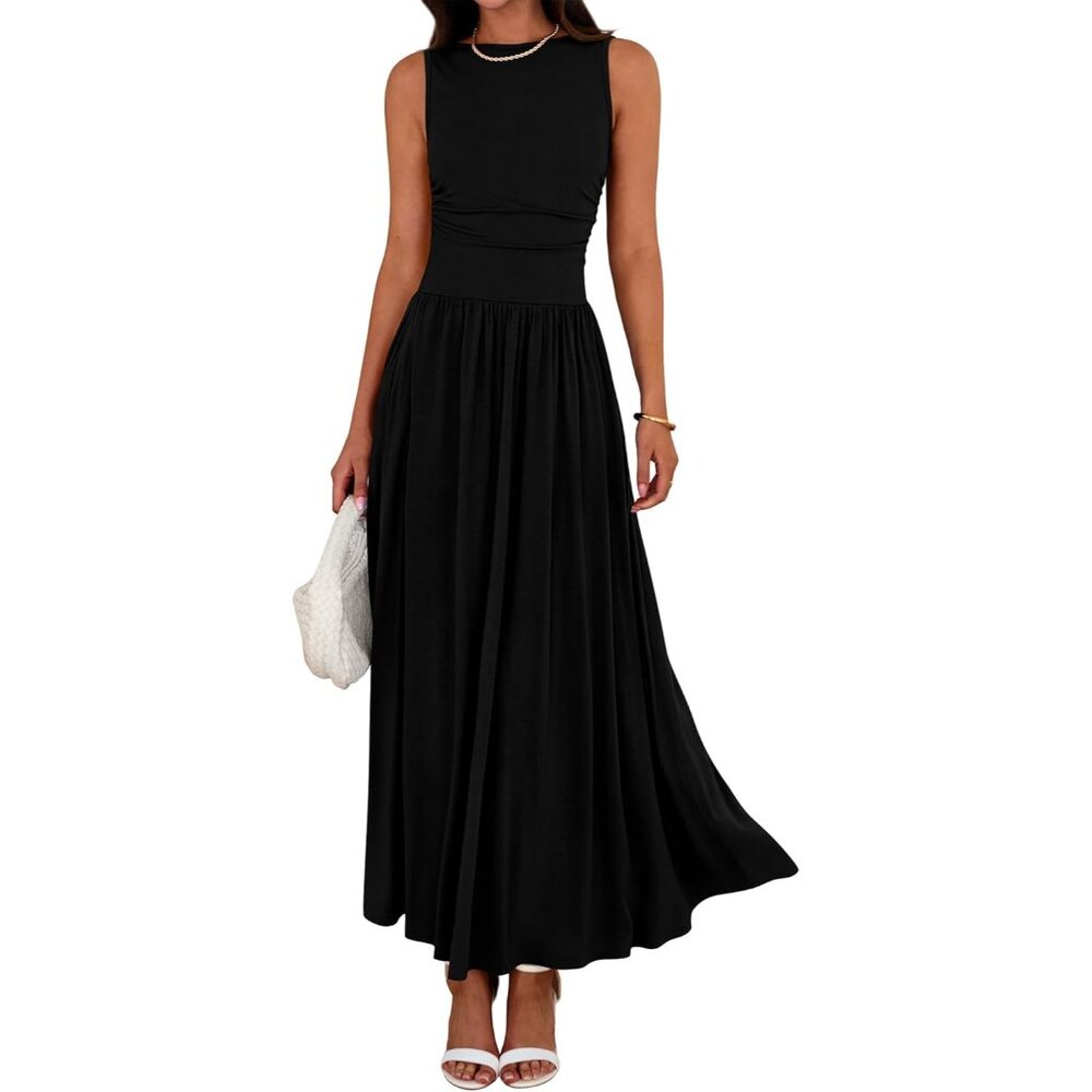 Sleeveless Maxi Dress Women Summer Casual Flowy High Waist Beach Occasion